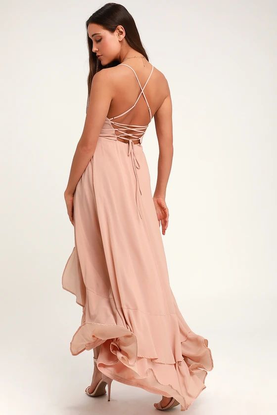 In Love Forever Nude Lace-Up High-Low Maxi Dress | Lulus (US)