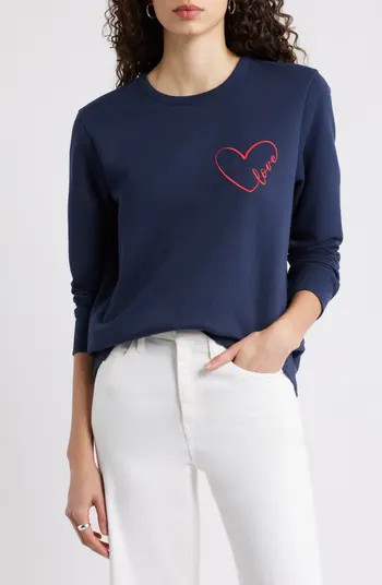 Caslon® Love Embroidered Sweatshirt | Nordstrom | Nordstrom