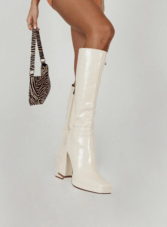 Montgomery Boot Cream Croc | Princess Polly US