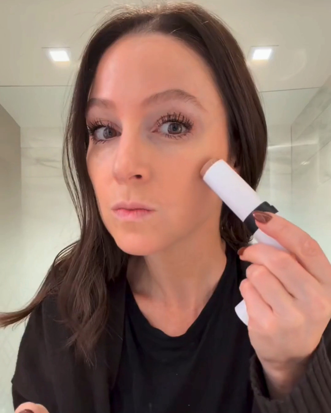 This bronzing stick has a brush on one end and bronzer on the other. I swipe it right under my cheekbone and brush it in for more definition. So easy and so good. LTK Beauty • Bronzing Stick • Contour Makeup • Easy Makeup • Beauty Must Haves 

 #LTKOver40 #LTKBeauty