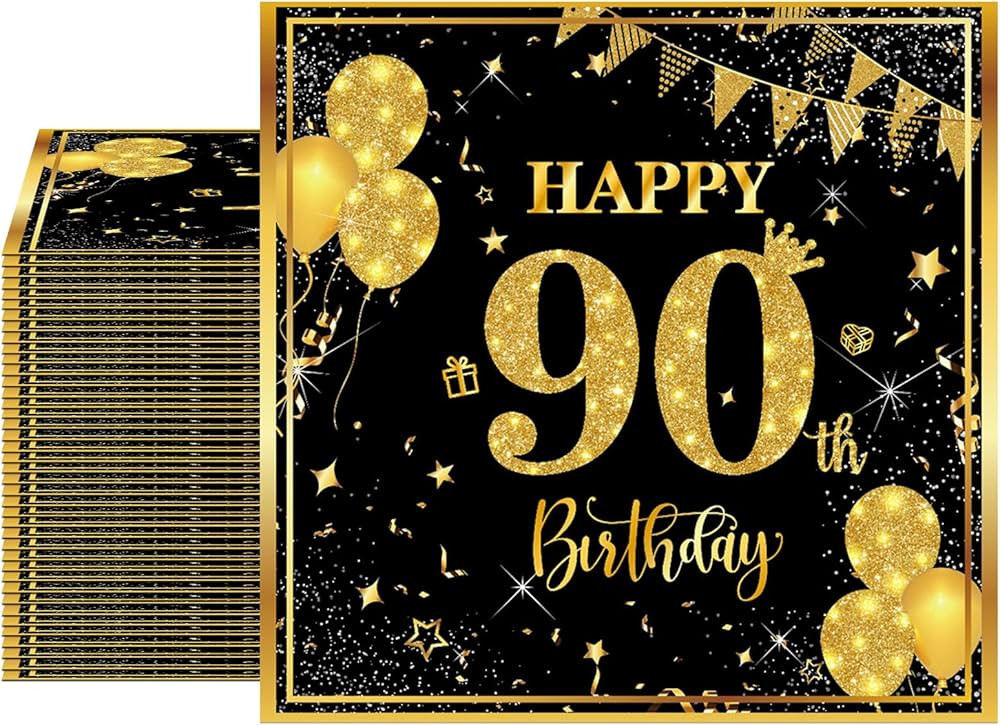 40PCS 90th Birthday Decorations for Men Black and Gold 90th Birthday Napkins Disposable Napkins f... | Amazon (US)