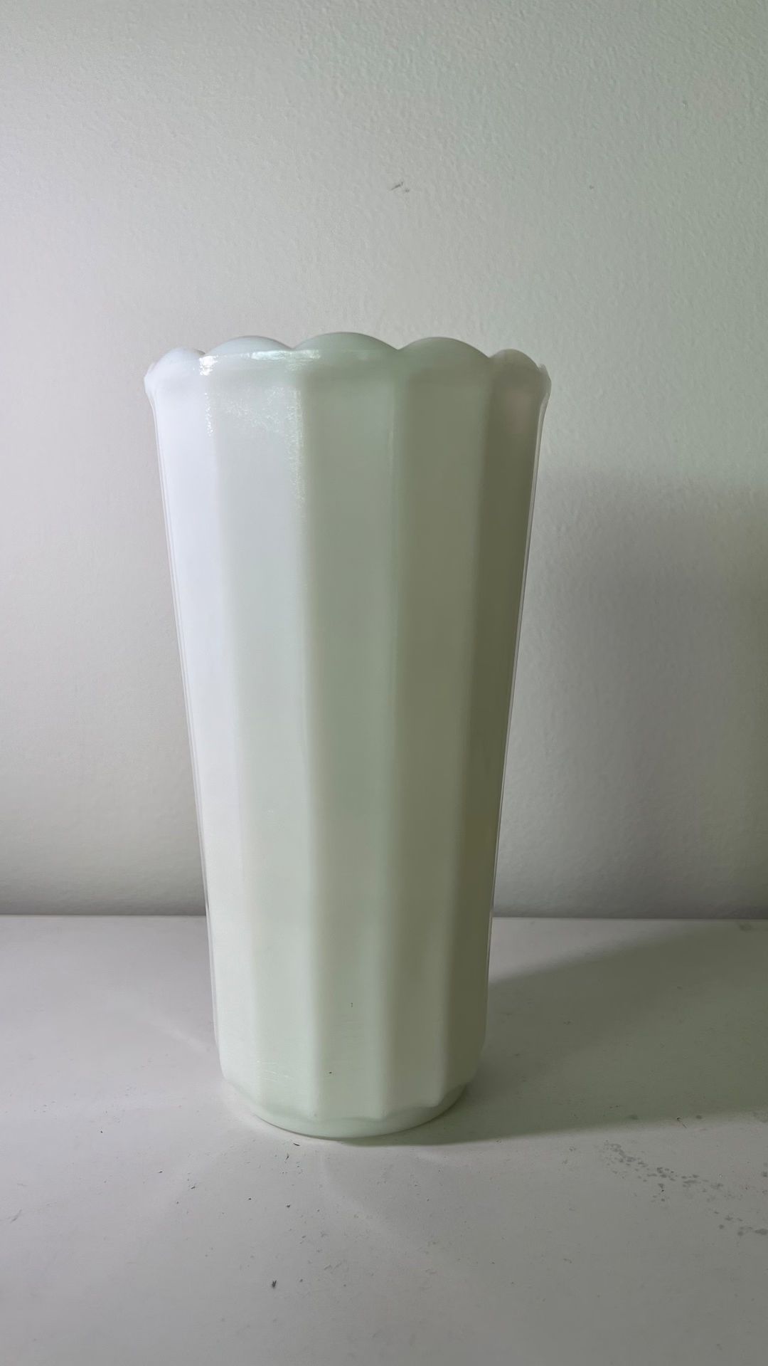 Antique Vintage Tall Scalloped Milk Glass Vase | Etsy (US)