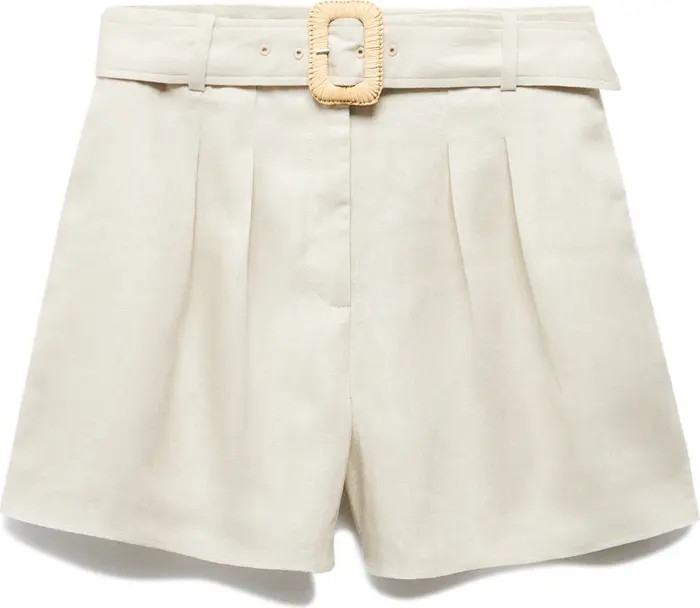 MANGO Belted Linen Shorts | Nordstrom | Nordstrom