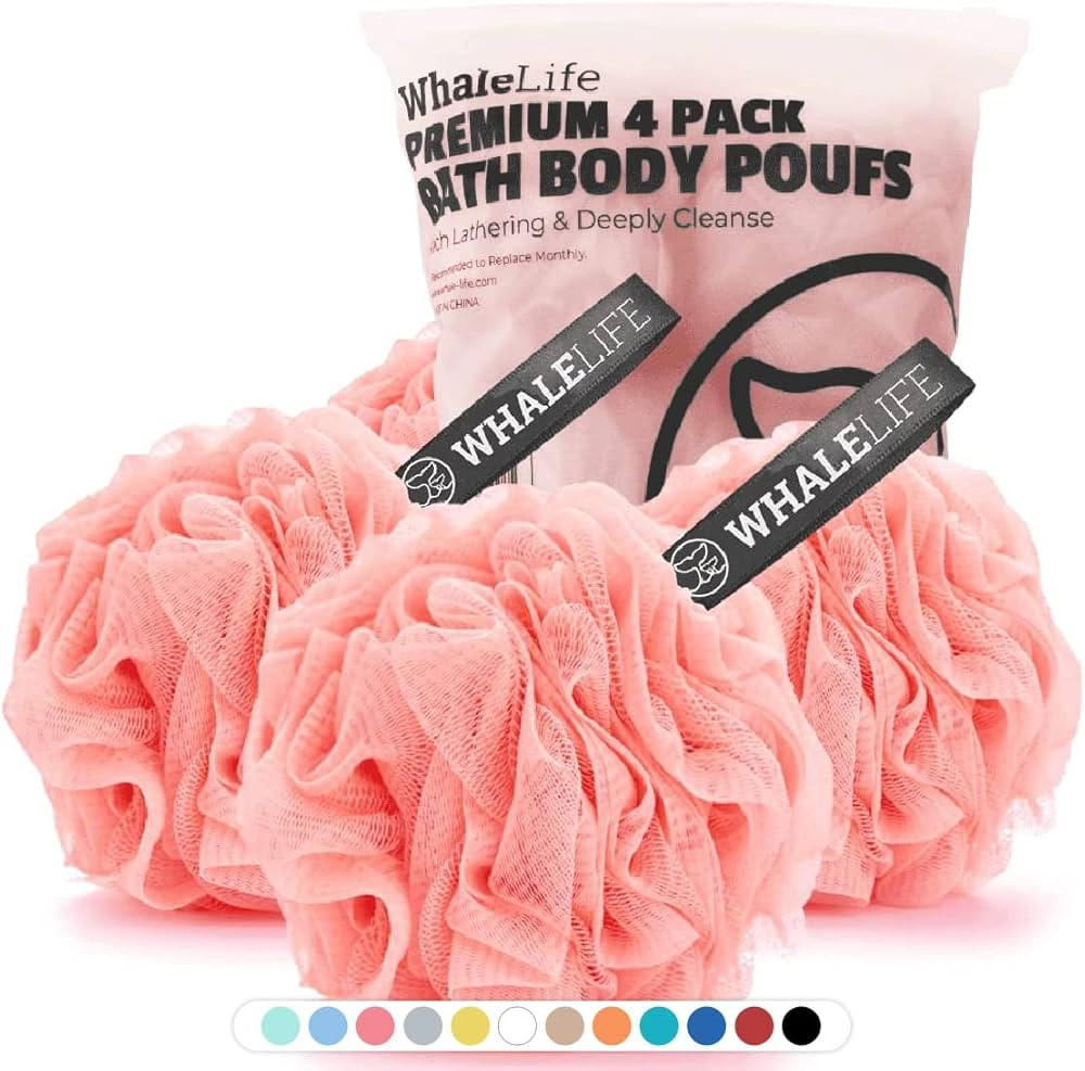Loofah Sponge Bath Sponge for Women Men 4 Pack (Pink) | Amazon (US)