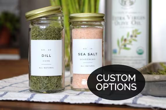 Modern Spice Labels • Personalization Available • Durable, Water & Oil Resistant • Square o... | Etsy (US)