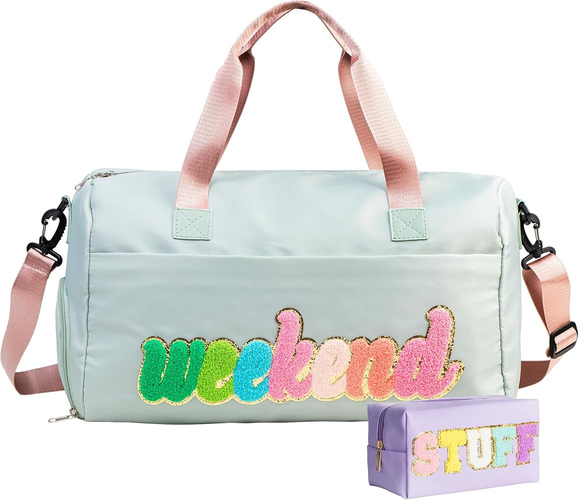 travel bag weekender bags for women sleepover bag overnight bag with shoe compartment duffel bag ... | Amazon (US)