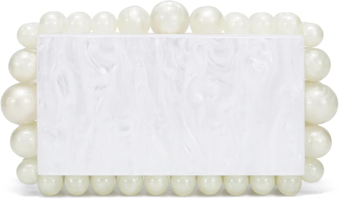 Acrylic Evening Clutch Bag for Women Marble Handbag Pearl Clutch Purses for Formal Wedding Prom... | Amazon (US)