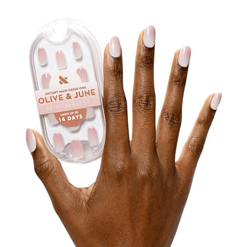 Olive & June Minimalist Instant Mani Press On Nails (Glue) | 42 Fake Nails, 21 Sizes | Non-Toxic, Long-Lasting Barely-There Look | Salon-Quality at Home | Short, Round | Rose Syrup Gradient | Amazon (US)