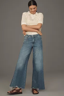 The Adi Regenerative Cotton Mid-Rise Flare Jeans by Pilcro | Anthropologie (US)