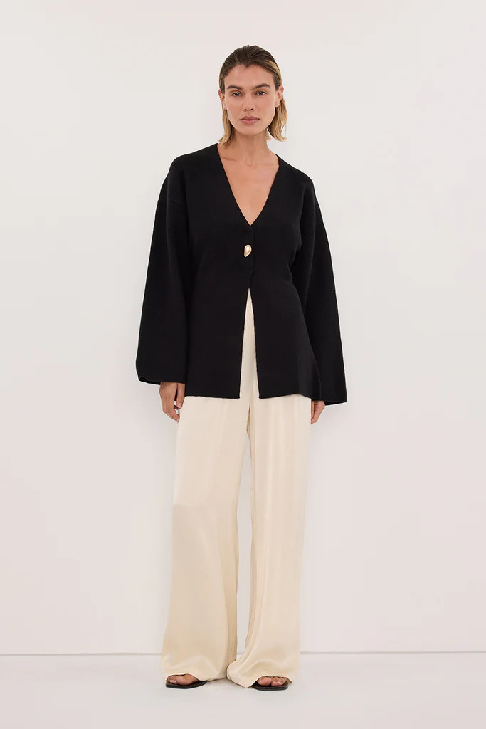 SCOUT BLACK LONG SLEEVE KNIT TOP | DISSH