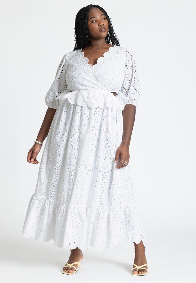 Ruffle Eyelet Maxi Dress | Eloquii