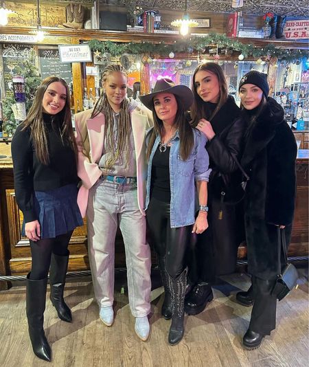 @badgalriri ran into #realhousewivesofbeverlyhills ‘s @kylerichards18 and her daughters in #aspen , with #Rihanna wearing a $4,500 @ysl blazer, a $350 @newbottega cashmere hoodie, $855 #balenciaga jeans and $575 @kemosabe1990 blue boots. Hot! Or Hmm..? Shop her look at the link in bio! 
📸 #kylerichards #kylerichardsfbd #rihannafbd #ysl #bottegaveneta 