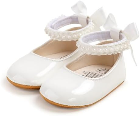 Baby Girls Mary Jane Flats Non-Slip Soft Sole Infant Newborn Walking Shoes Princess Wedding Dress... | Amazon (US)