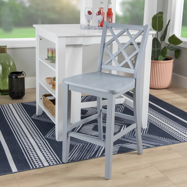 Terecia Coastal Solid Wood Lattice Back Counter Stool | Wayfair North America