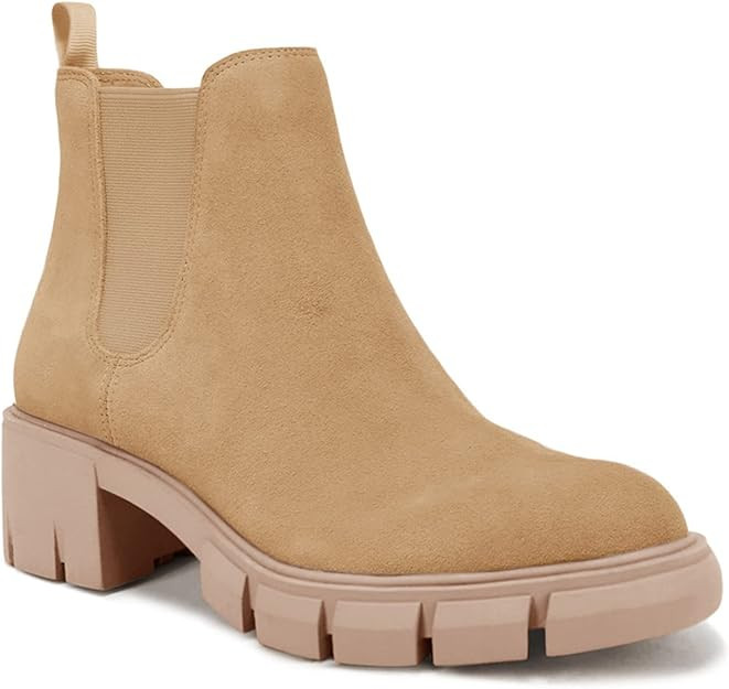 Women's Lug Sole Ankle Boots Casual Chunky Platform Boots Elastic Block Heel Combat Chelsea Booti... | Amazon (US)