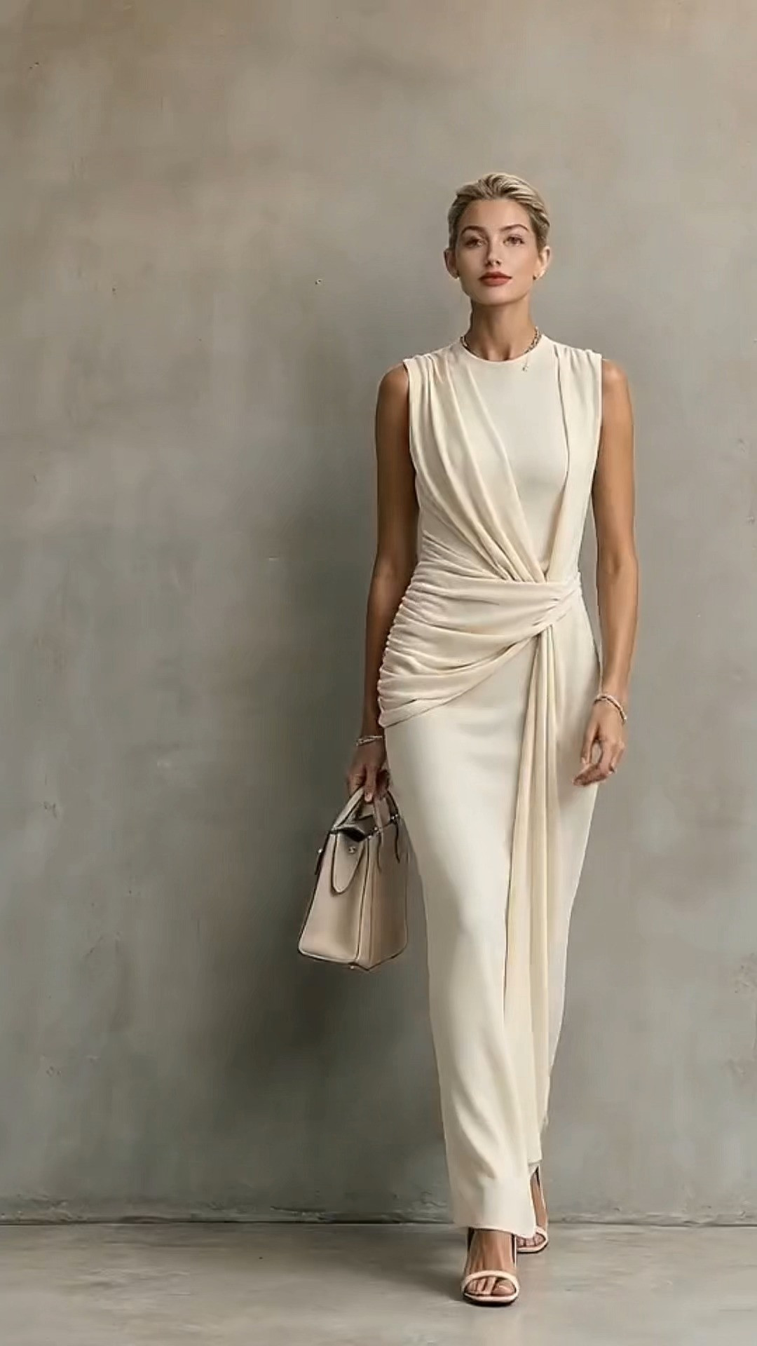 Cream Sleeveless Waist Twist Maxi Dress
#OldMoneyFashion #DrapedMaxiDress #CreamDress #FormalGown #WorkEventOutfit  

 #LTKootd #LTKOver40 #LTKWorkwear