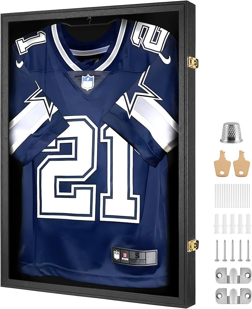 Yaetm Jersey Frame Display Case, Football Jersey Display Frame, Lockable Jersey Shadow Box with 9... | Amazon (US)
