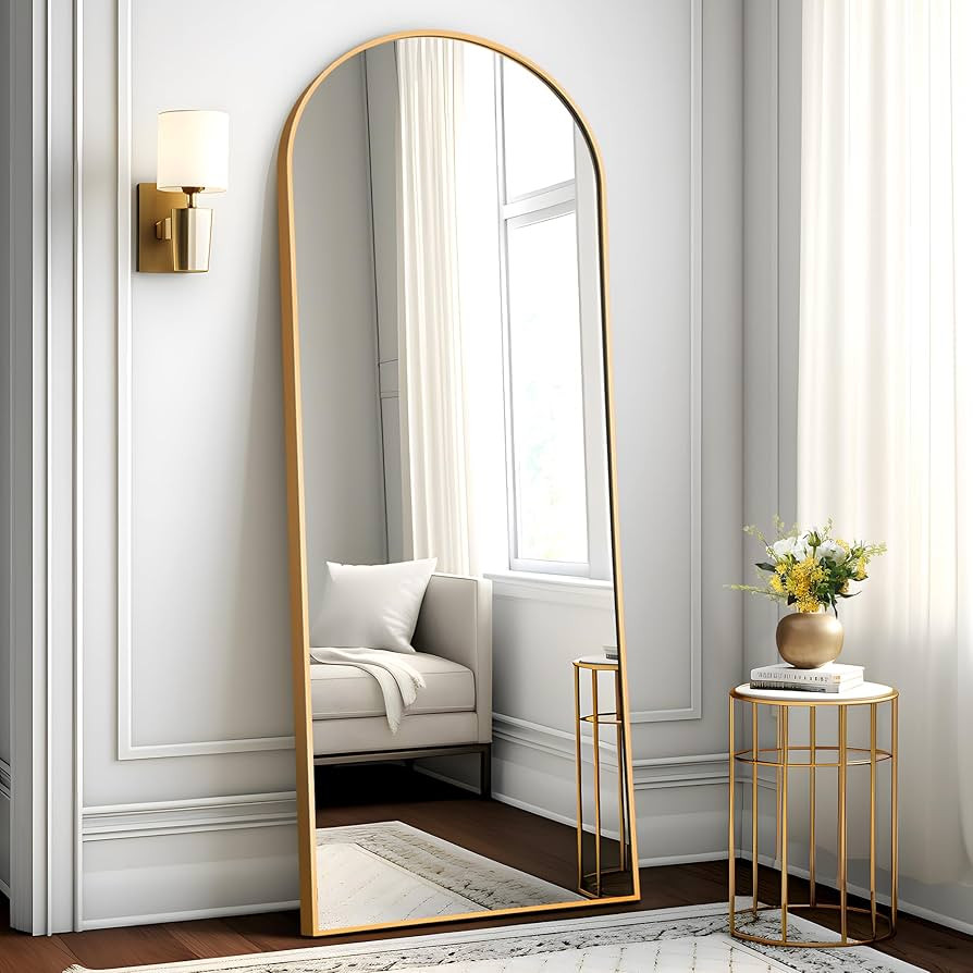 Amazon.com: TUYOHW Arched Full Length Mirror, 64"x25"Floor Mirror with Stand, Wall Mirror Full Le... | Amazon (US)