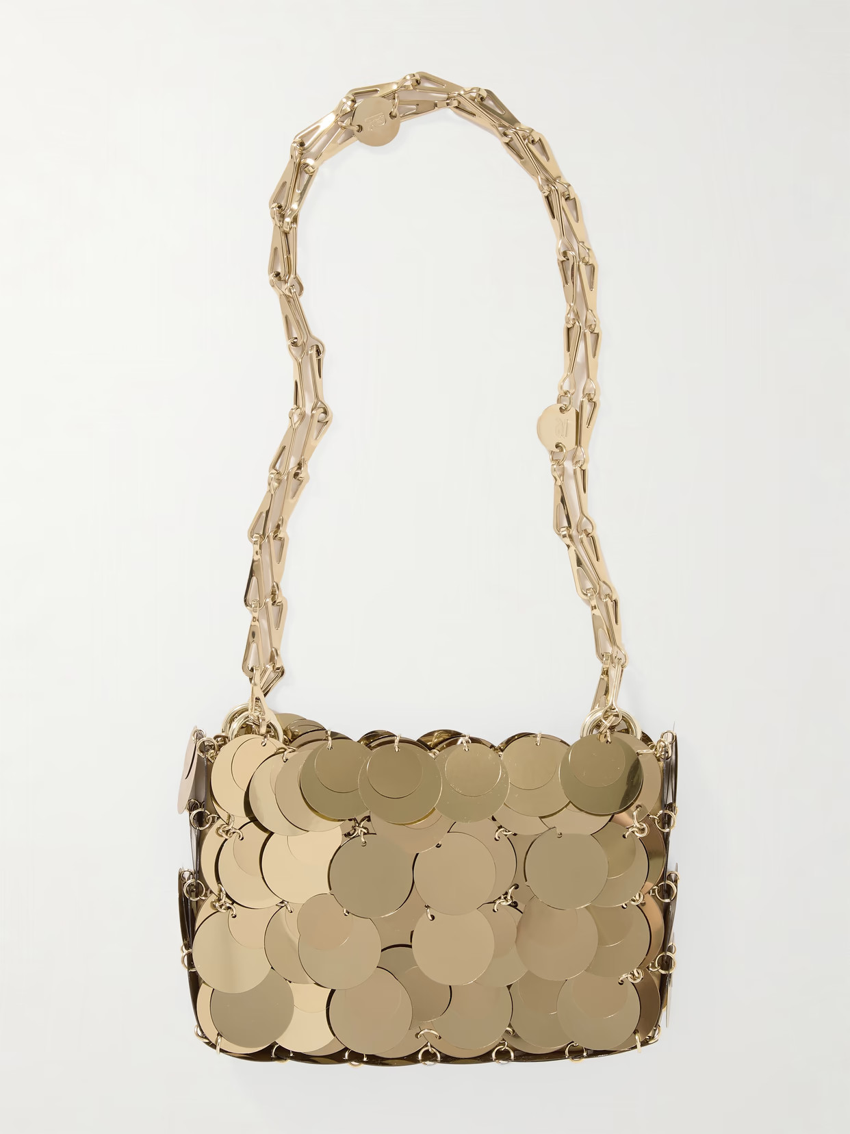 RABANNE - Sparkle Nano Paillette-embellished Metallic Twill Shoulder Bag - Gold | NET-A-PORTER (US)