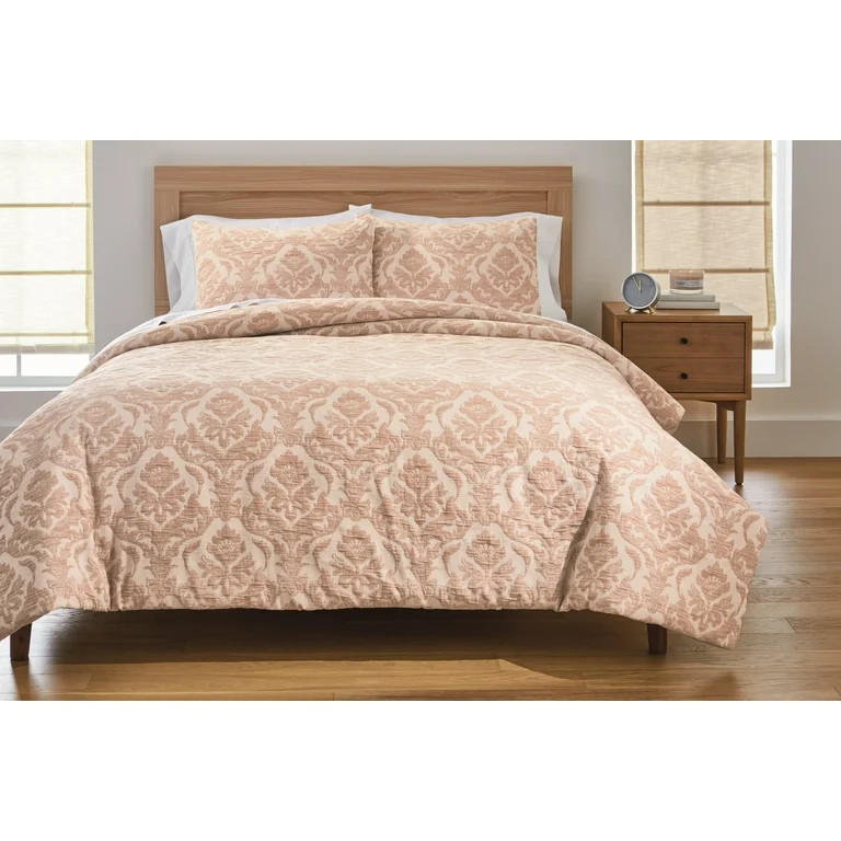 Better Homes & Gardens Woven Damask 3-Piece Comforter Set, Blush, King, All Ages | Walmart (US)