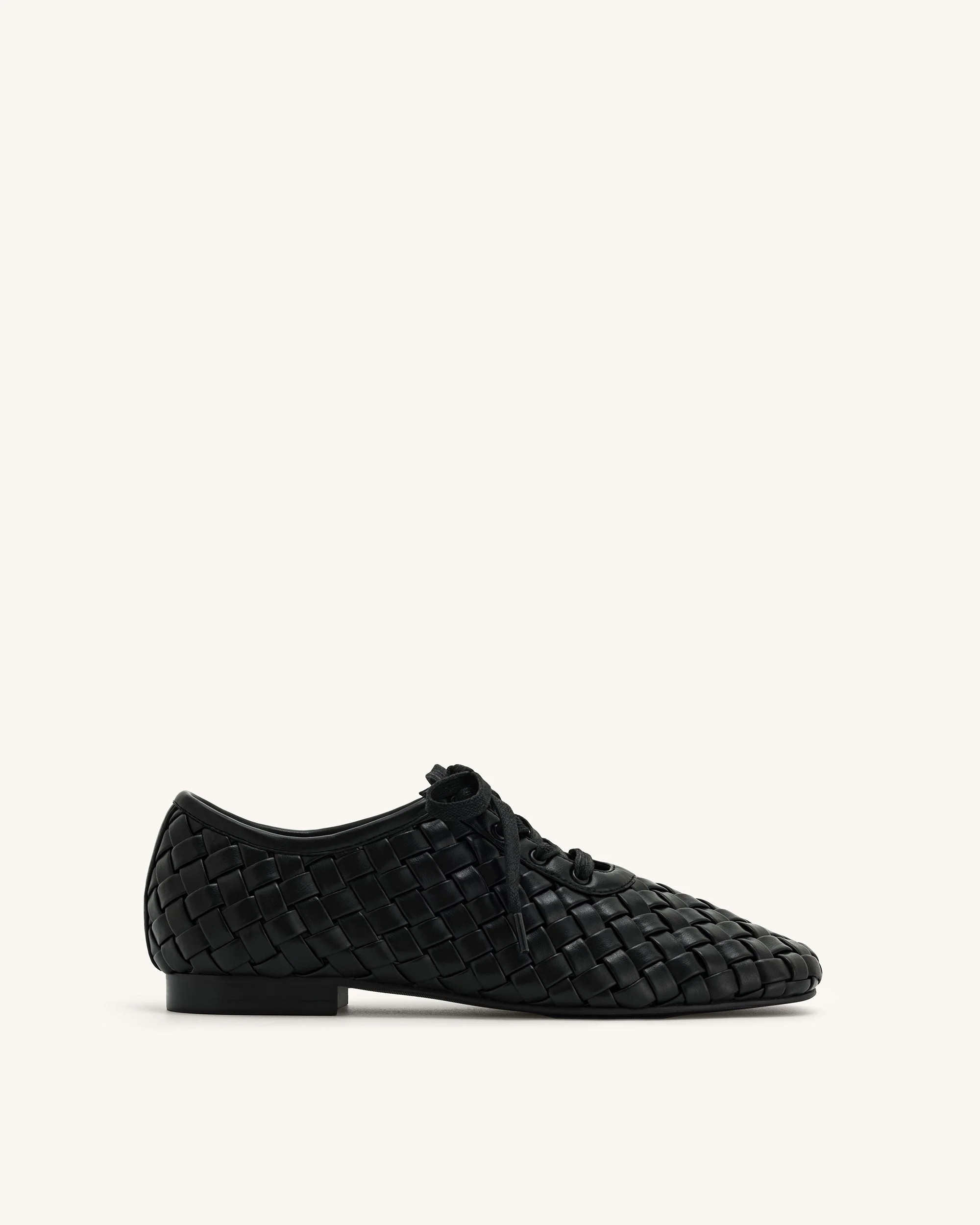 Kayla Weave Strap Flat Shoes - Black | JW PEI US