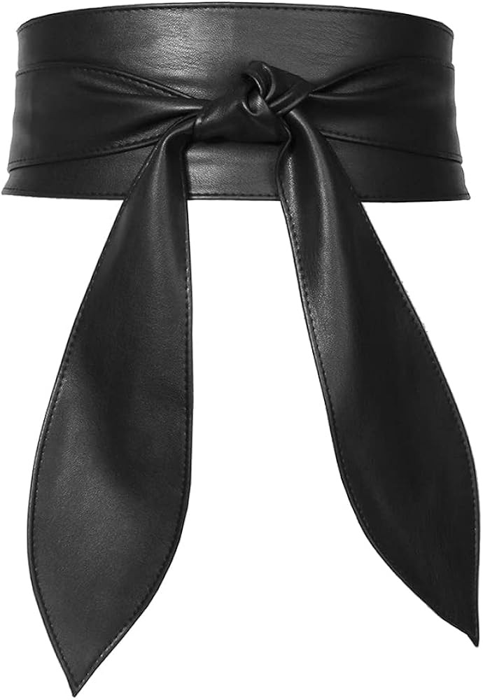 Borsgye PU Leather Waist Belts Womens Vintage Wide Waist Band Belt Retro Bow Tie Bandage Girdle W... | Amazon (UK)