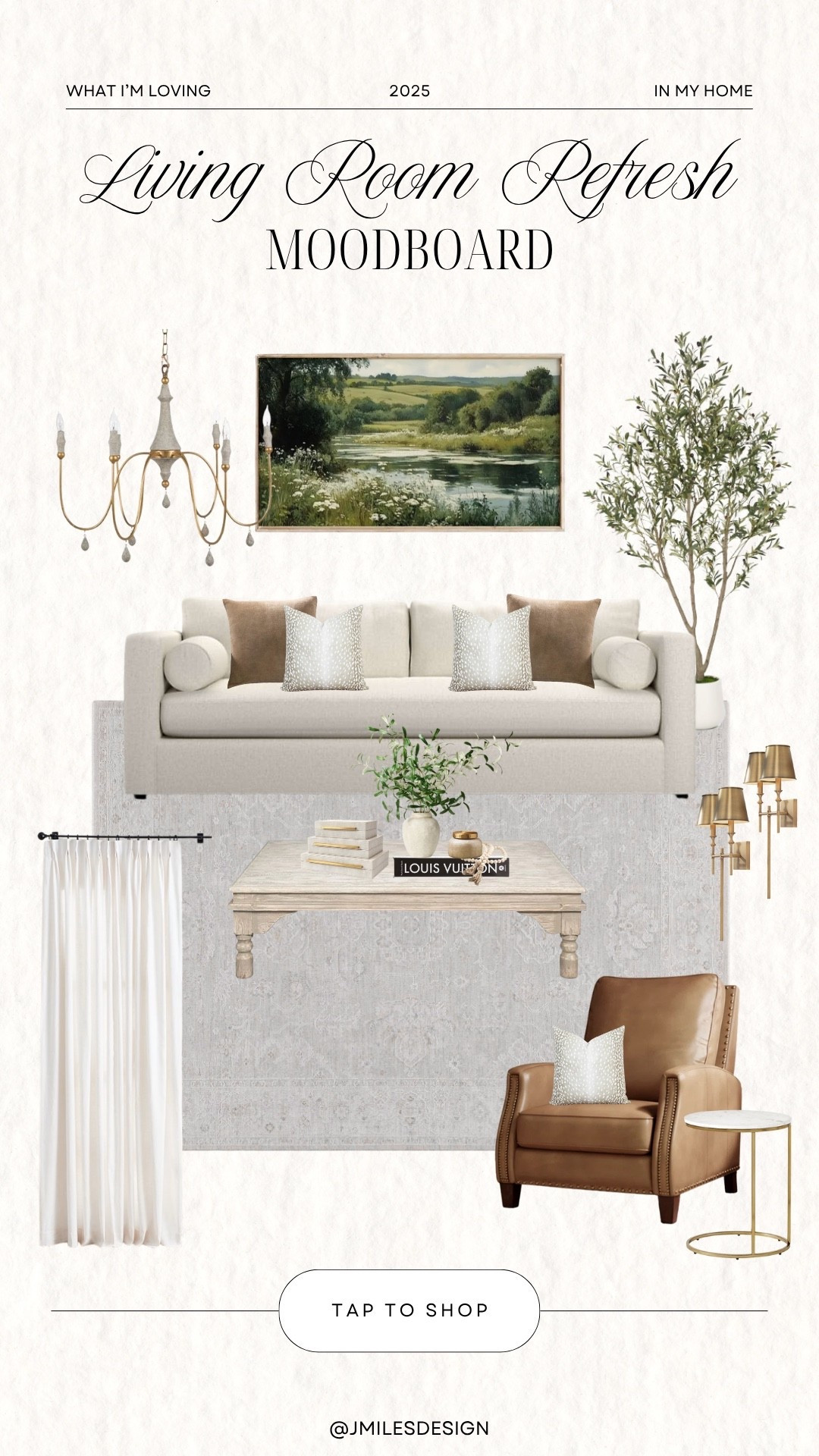 A peek into my own living room refresh 🤍 We recently updated the fireplace and added the Samsung Frame TV — I pulled together this moodboard with all the cozy, classic pieces I used to bring the space to life. 

#livingroomrefresh #moodboard #samsungframe #cozyhome #neutraldecor #homefavorites #LTKhome #JMilesDesign

#LTKHome #LTKSaleAlert