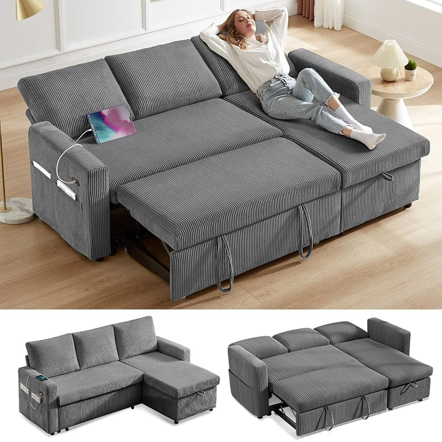 81" Sleeper Sofa Bed with Pull Out Bed, L Shaped Couch Sectional Sleeper Sofa, Pull Out Couch wit... | Amazon (US)