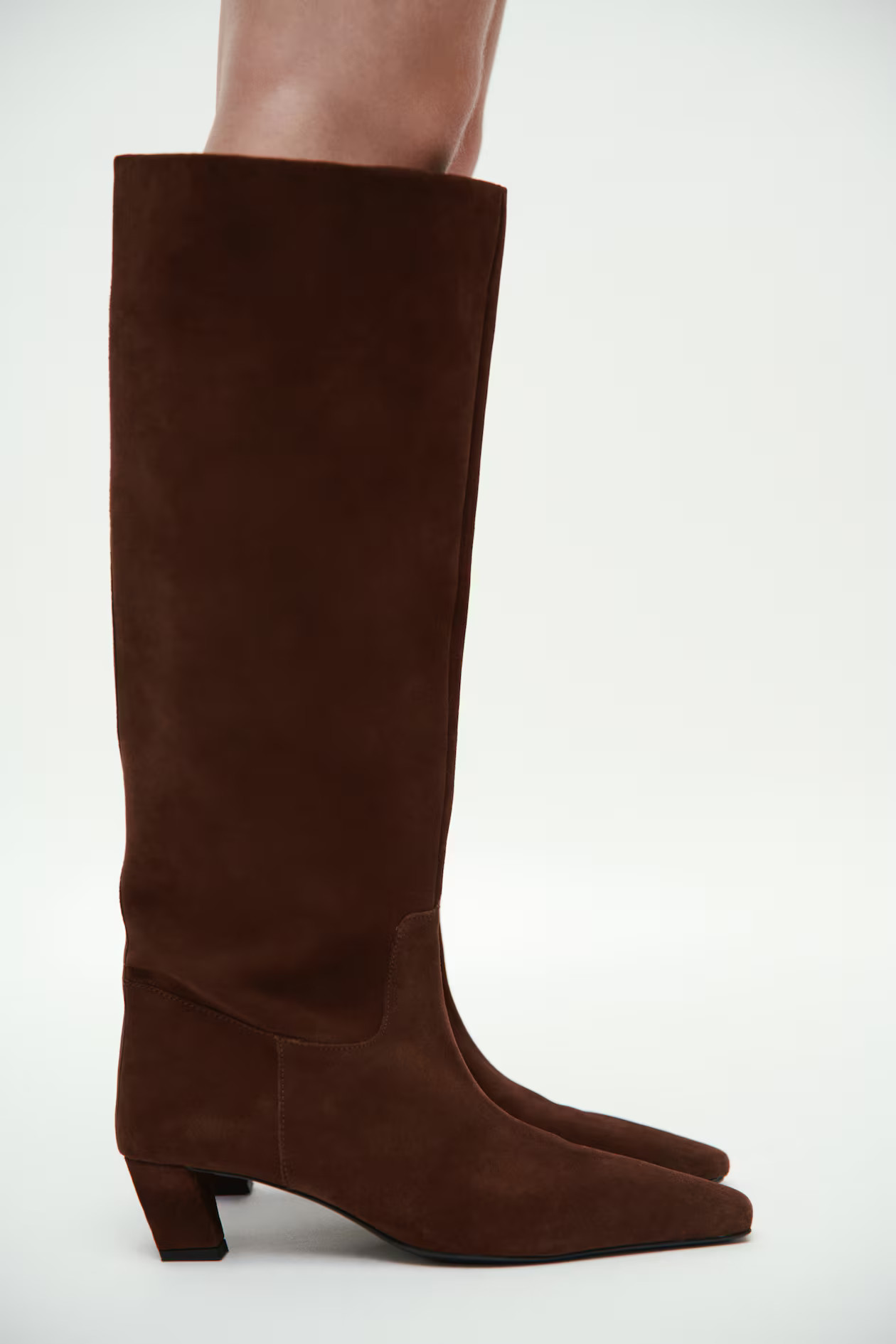 Knee-high leather boots - Dark brown - Ladies | H&M GB | H&M (UK, MY, IN, SG, PH, TW, HK)