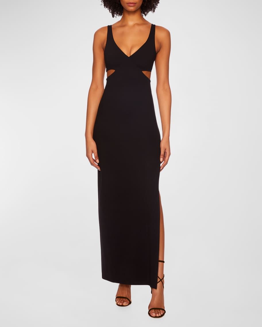 Susana Monaco Cutout-Side Tank Maxi Slit Dress | Neiman Marcus