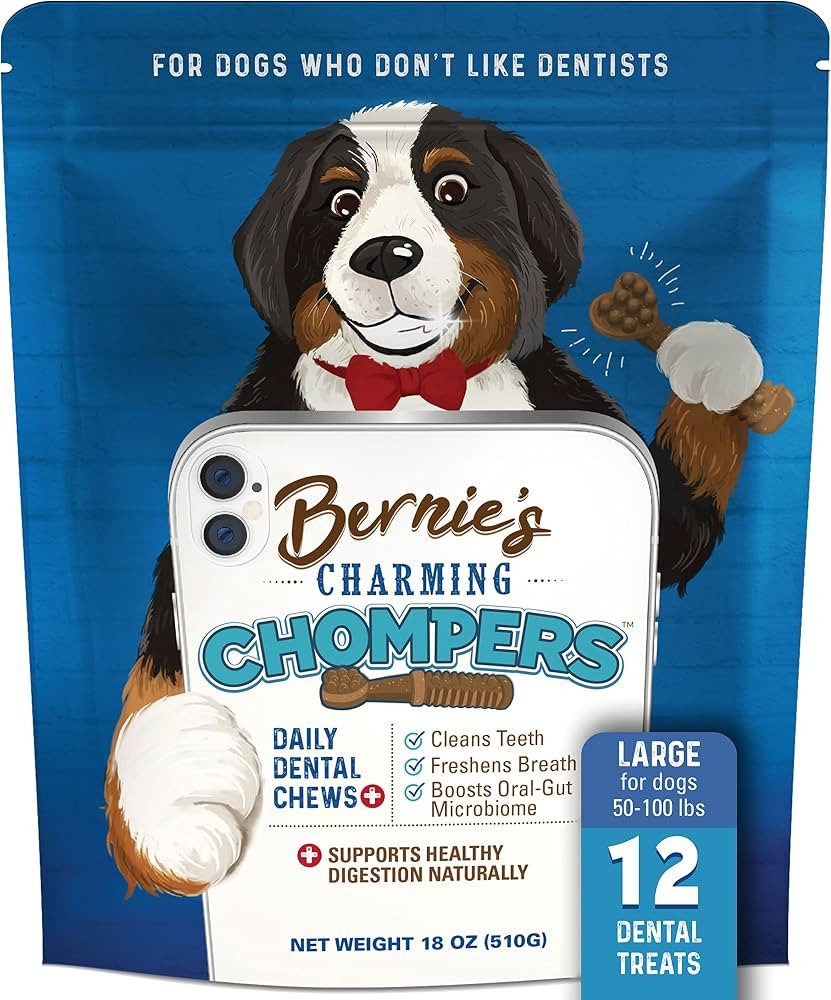 Bernie's Charming Chompers - Daily Dental Chews for Dogs 50-100 Lbs. - 12 Count - Cleans Teeth, F... | Amazon (US)