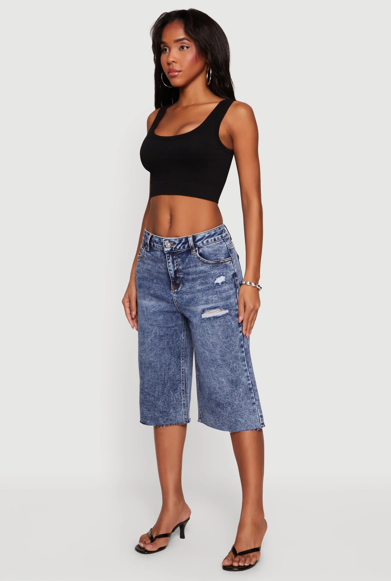 WAX Distressed Raw Hem Jorts | Rainbow Shops