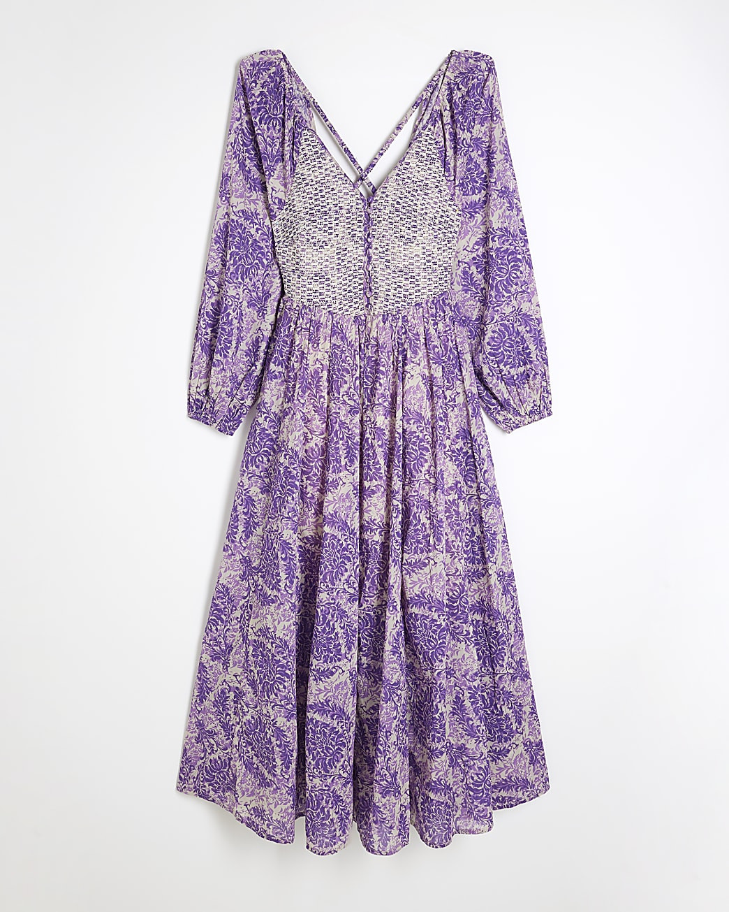 Purple Long Sleeve Paisley Print Maxi Dress | River Island UK & IE