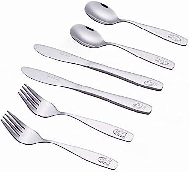 Annova Children's Flatware 6 Pieces Set - Stainless Steel Cutlery/Silverware 2 x Children Safe Fo... | Amazon (US)