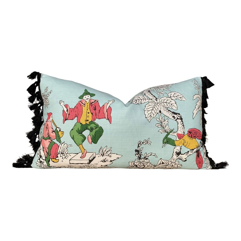 Schumacher Chinoiserie Moderne Pillow in Aqua Blue . High End Pillow // Designer Pillow Cover | Etsy (US)