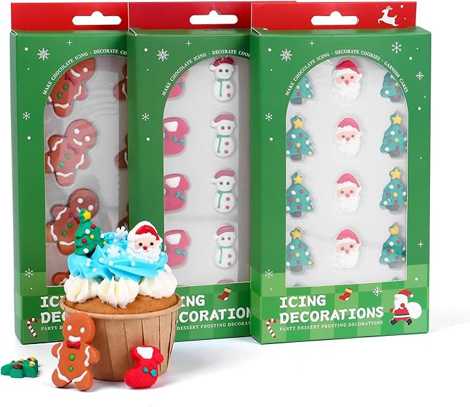Edible Christmas Cake Decorations, Edible Gingerbread Men, Christmas Tree Candy, Santa Claus Icin... | Amazon (US)