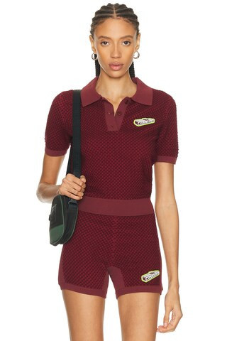 Casablanca Bubble Jacquard Polo Shirt in Burgundy | FWRD 