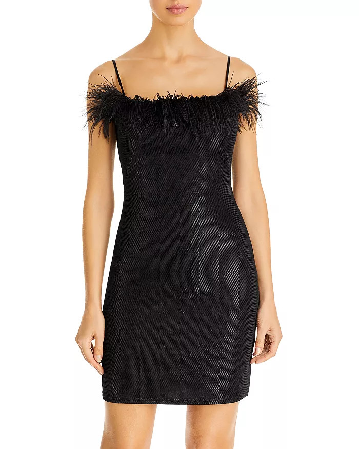 Feather Trim Sequined Mini Dress - 100% Exclusive | Bloomingdale's (US)
