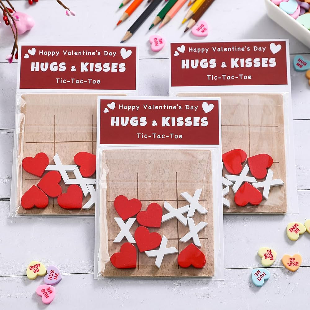 FestalMart Valentines Day Gifts for Kids-12 Pack Valentines Cards with Wooden Tic Tac Toe - Valen... | Amazon (US)