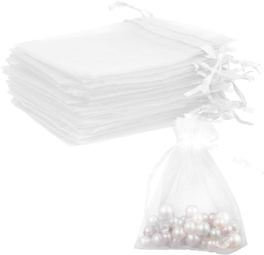 BOEIAC Organza Bags, 50Pcs, White, 3 x 4 inch, Gift Bags for Wedding, Christmas, Party Favor Bags... | Amazon (US)