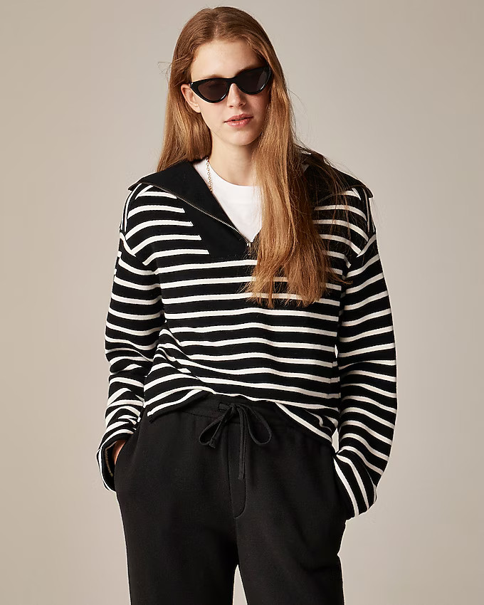 Heritage terry quarter-zip sweatshirt in stripe | J. Crew US