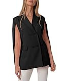 Cicy Bell Womens Cape Blazer Jackets Casual Split Long Sleeve Open Front Work Cape Blazer Coat | Amazon (US)