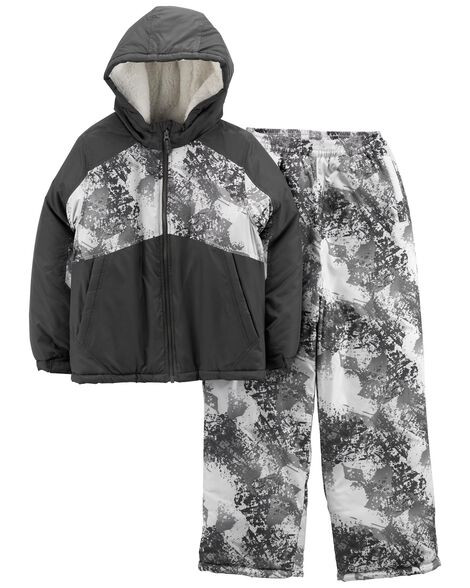 OshKosh B'gosh Kid Boys 2-Piece Printed Snowsuit 6 Grey | Carter's