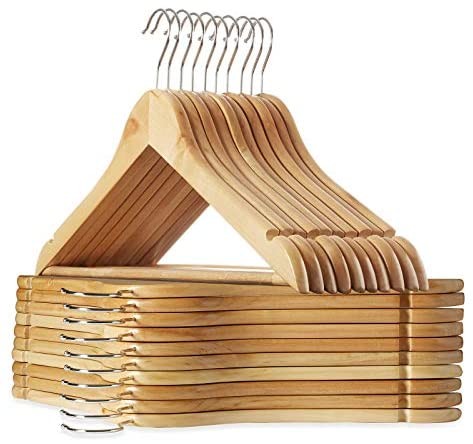Click for more info about Amazon.com: Casafield - 20 Natural Wooden Suit Hangers - Premium Lotus Wood with Notches & Chrome...