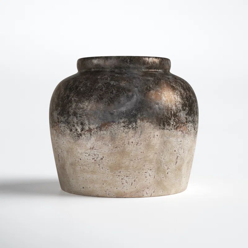 Quimir Distressed Bronze/Cream 11.2'' Ceramic Table Vase | Wayfair North America