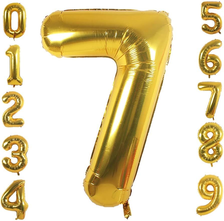 PartyMart Gold Foil Balloons Number 7, 42 inch | Amazon (US)