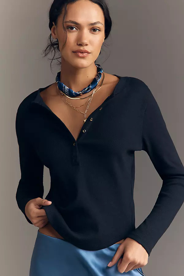 Long-Sleeve Henley Top | Anthropologie (US)