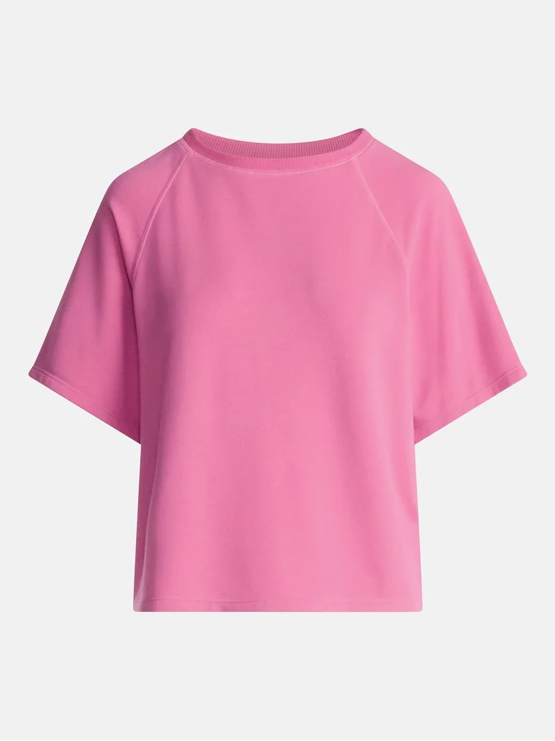 Joyspun Women's French Terry Knit Sleep Top with Short Sleeves, Sizes XS-3X | Walmart (US)