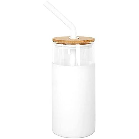 tronco 16oz Glass Tumbler Straw Silicone Protective Sleeve Bamboo Lid - BPA Free | Amazon (US)