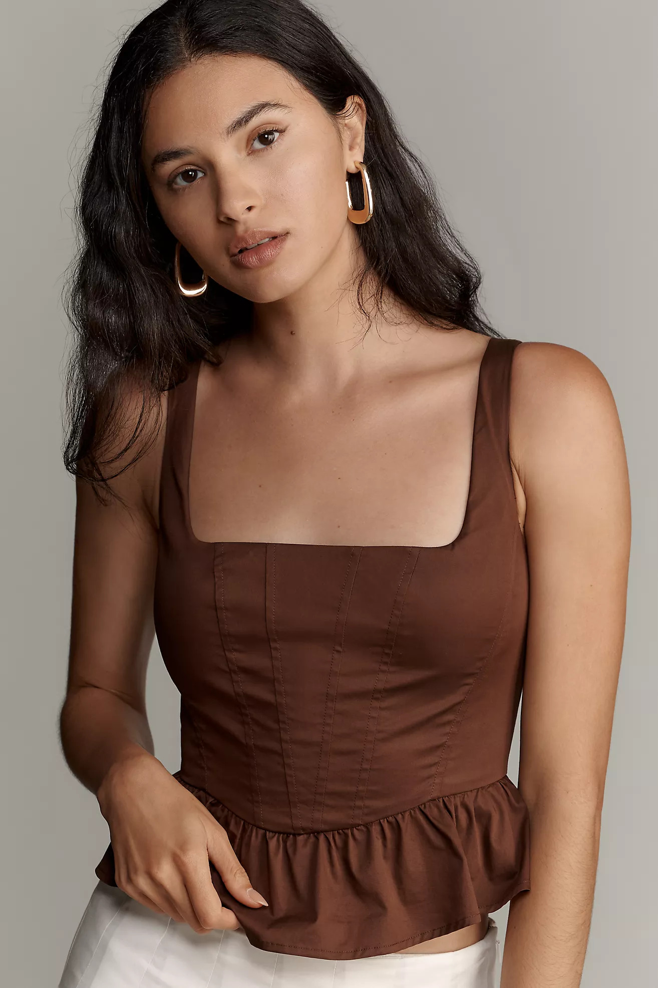 Mare Mare Square-Neck Peplum Tank | Anthropologie (US)